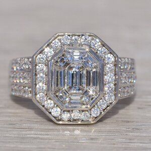 Geometric Natural Diamond Ring in White Gold